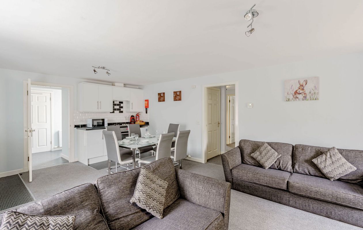 Living area of Courtyard 3 at Galloway Cottages