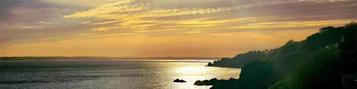 Auchenlarie beach and sea view at sunset